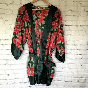 Vintage Victoria's Secret Gold Label Rose Print Kimono One Size